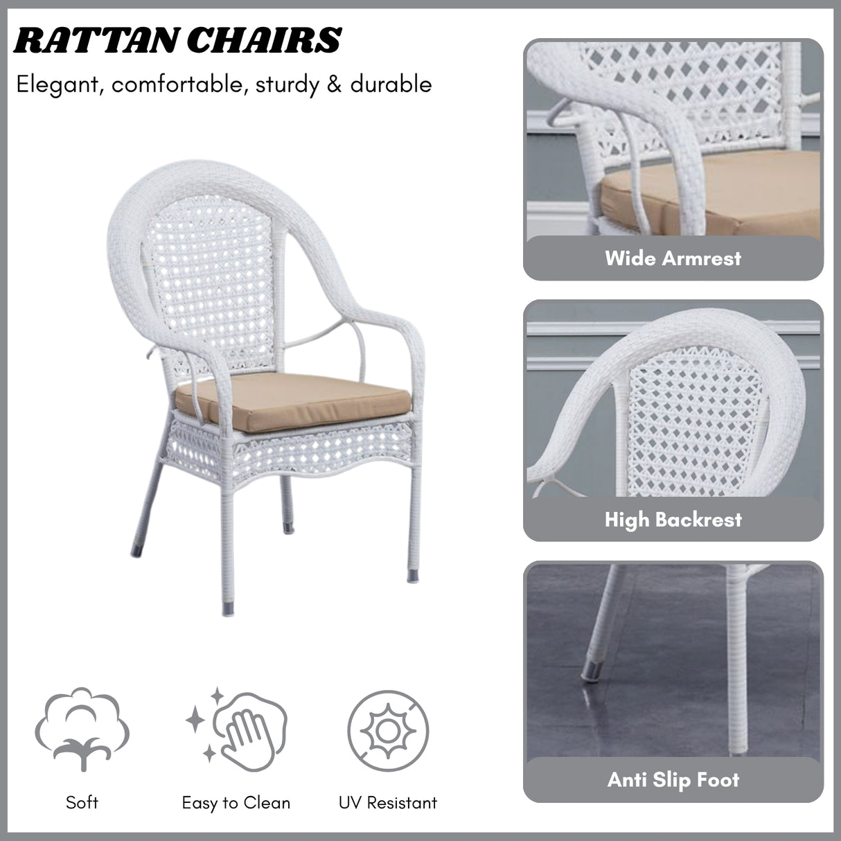 Outdoor All-Weather Resistant Rattan Wicker 5-Piece Dining Set