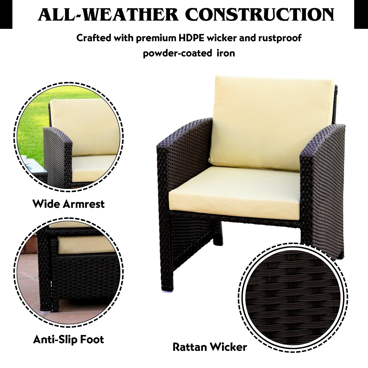 Outdoor 5 Piece Patio Wicker All Weather Sectional Furniture Set