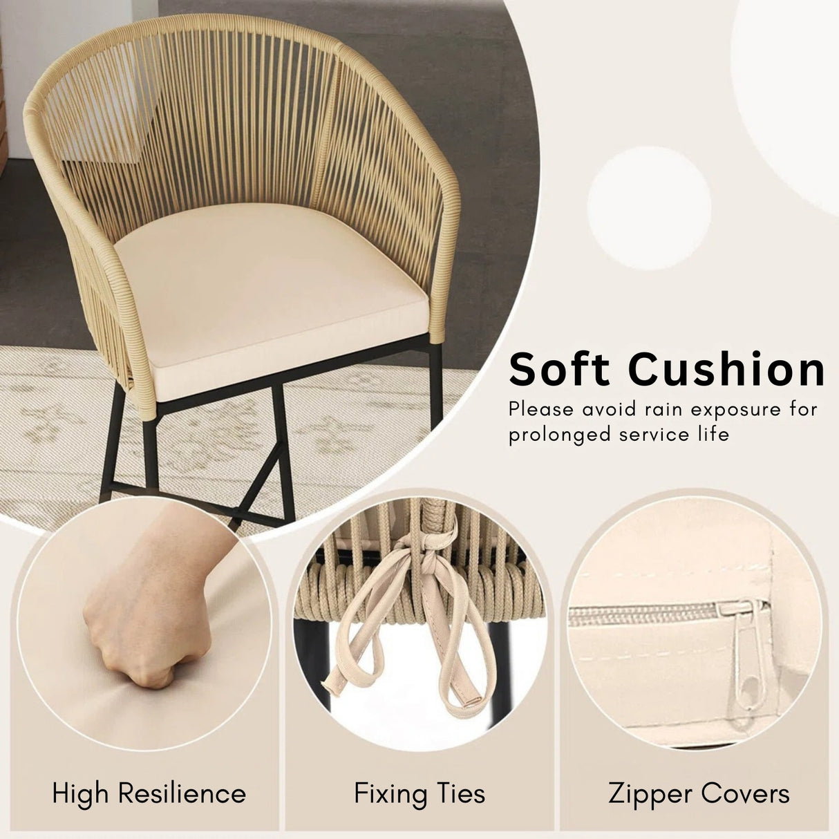 Premium Outdoor Rope Bar Set With a High-Top Round Table