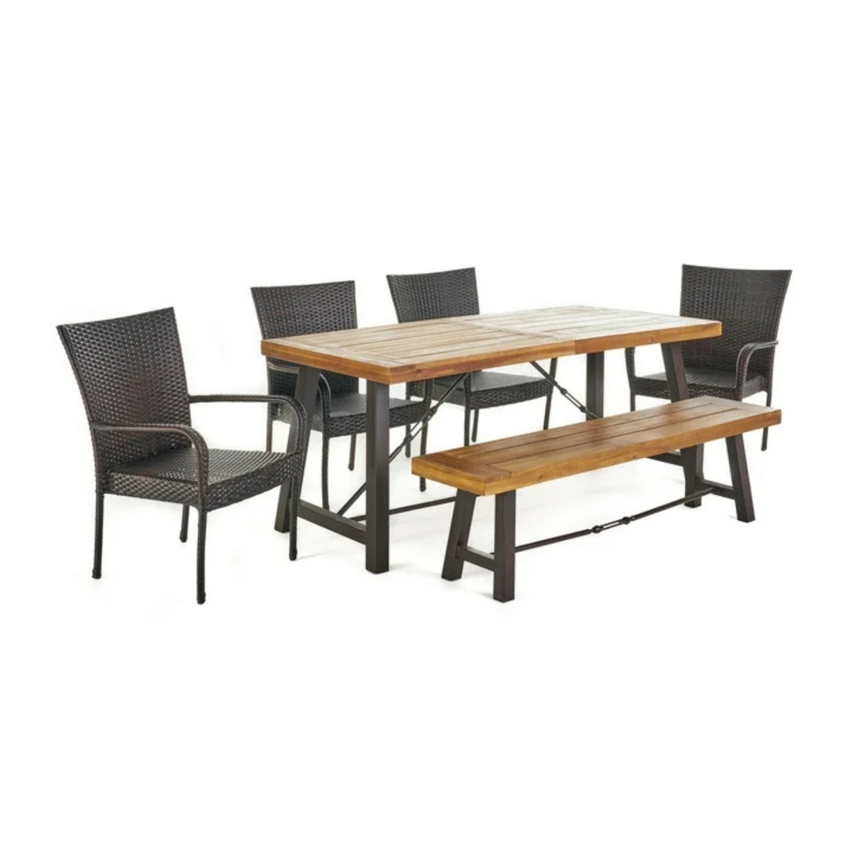 Outdoor All-Weather Resistant Rattan Wicker 6-Piece Dining Set