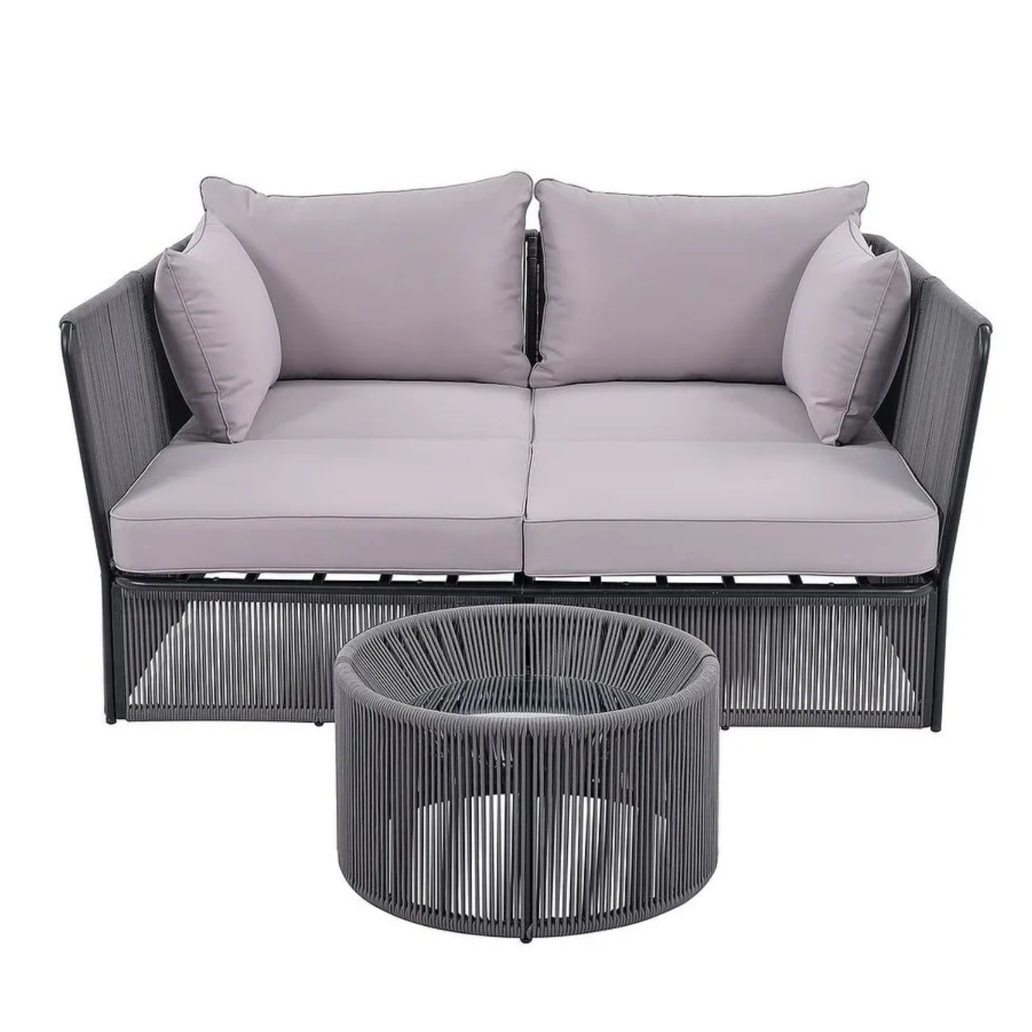 Outdoor Rope 2 Seater Patio Daybed With Side Table