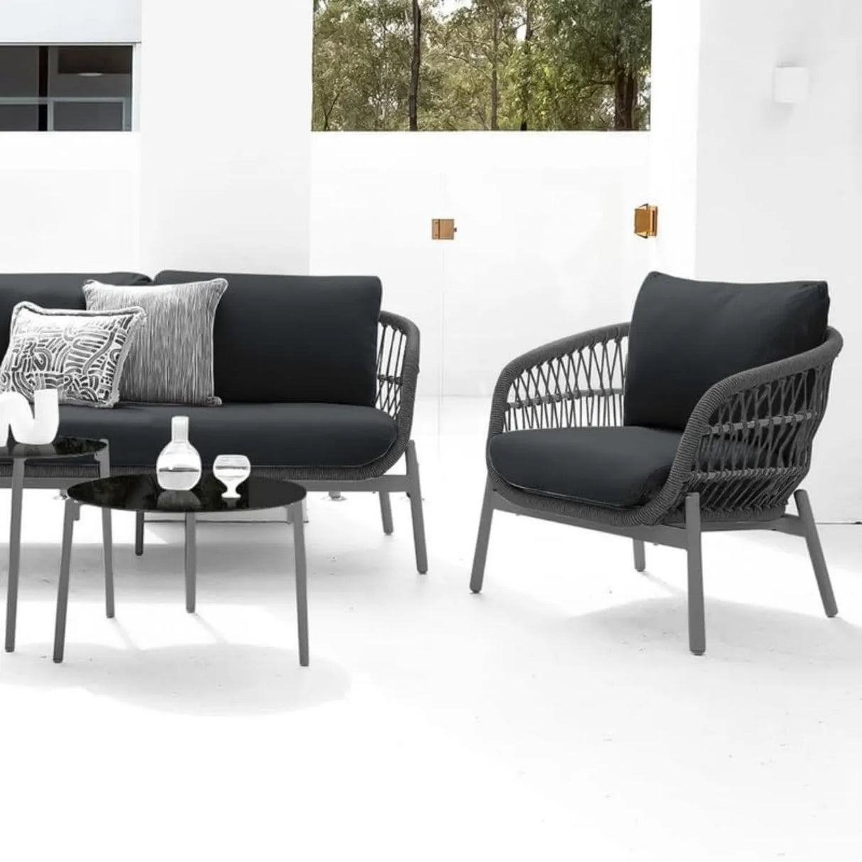 Outdoor 4 Seater Rope Conversation Sofa Set