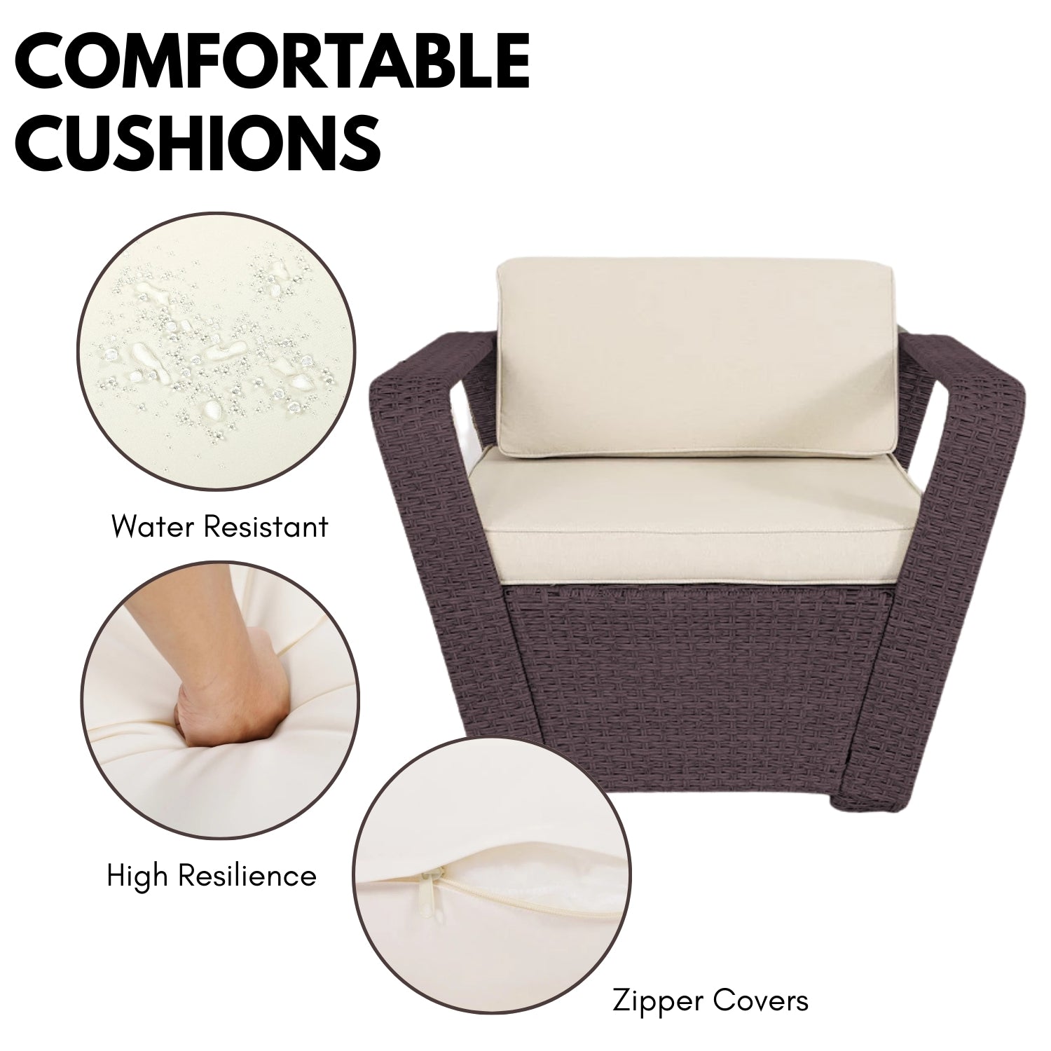 6 Piece Outdoor Wicker Conversation Furniture Set