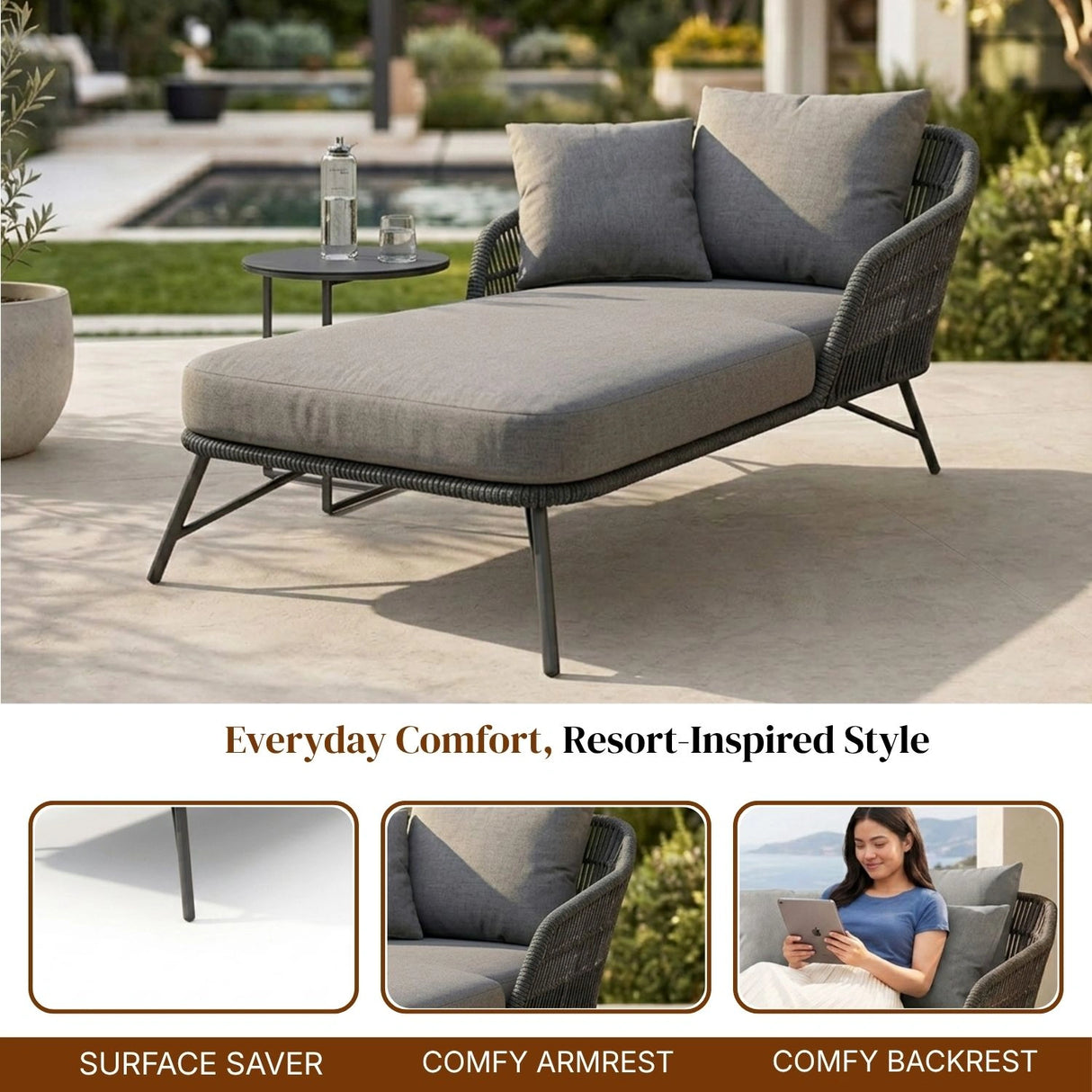 Outdoor Rope Patio Single Seater Daybed All Weather Furniture
