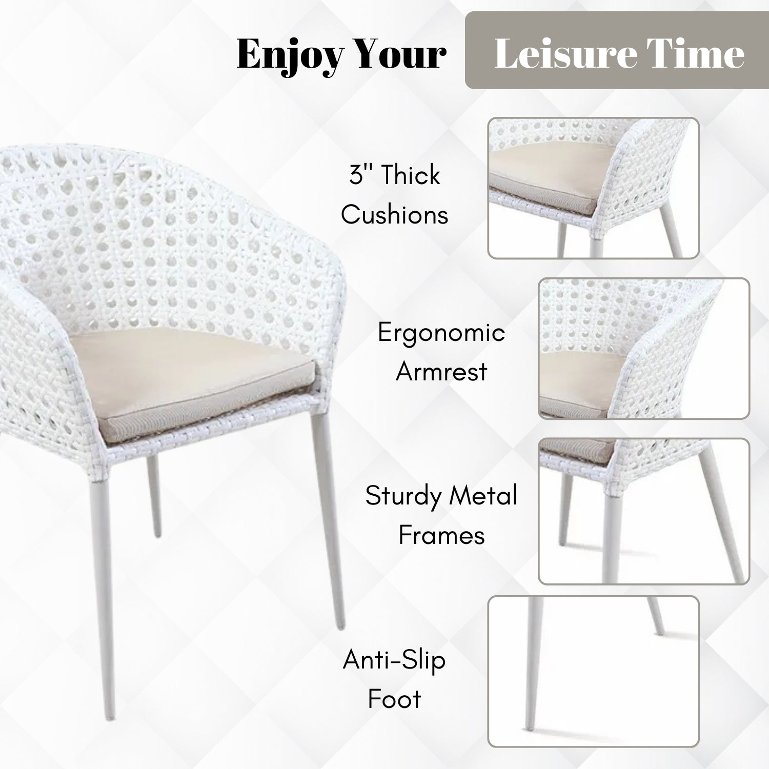 5-Piece Outdoor Patio Dining Set With Wicker Chairs & Glass-Top Table