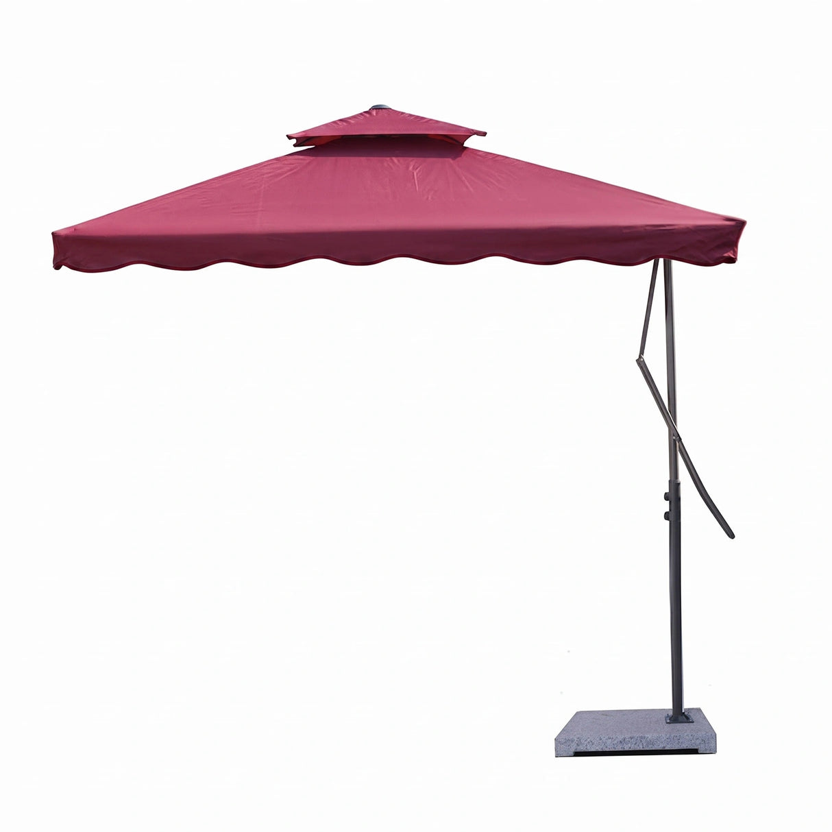 10ft Side Pole Square Shape Outdoor Umbrella With Granite Base (Maroon)
