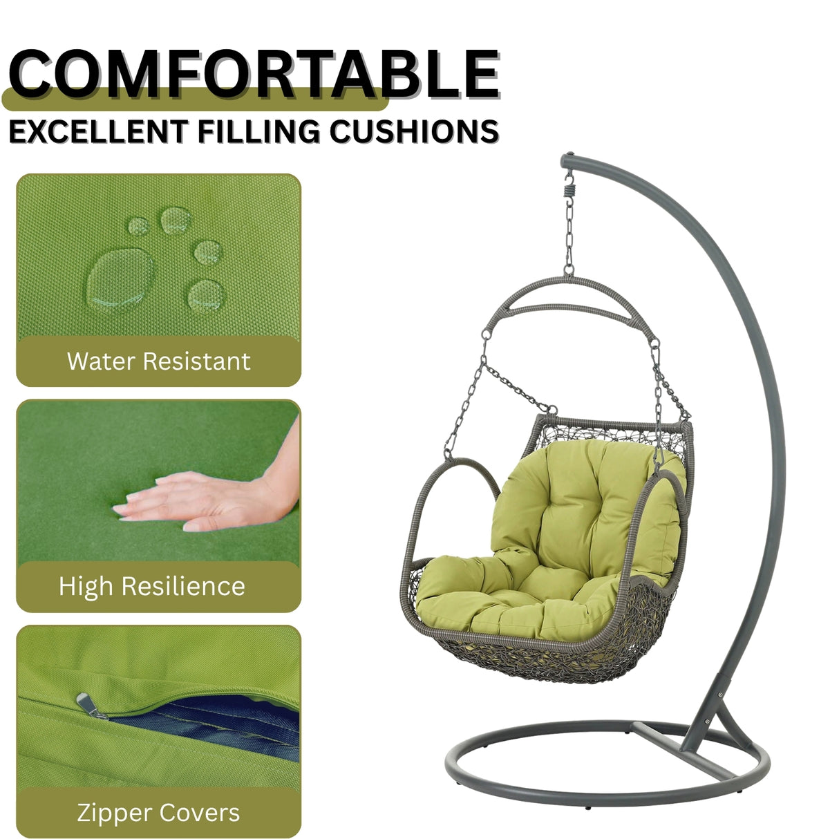 Outdoor Rattan Wicker Hanging Swing Chair with Cushion