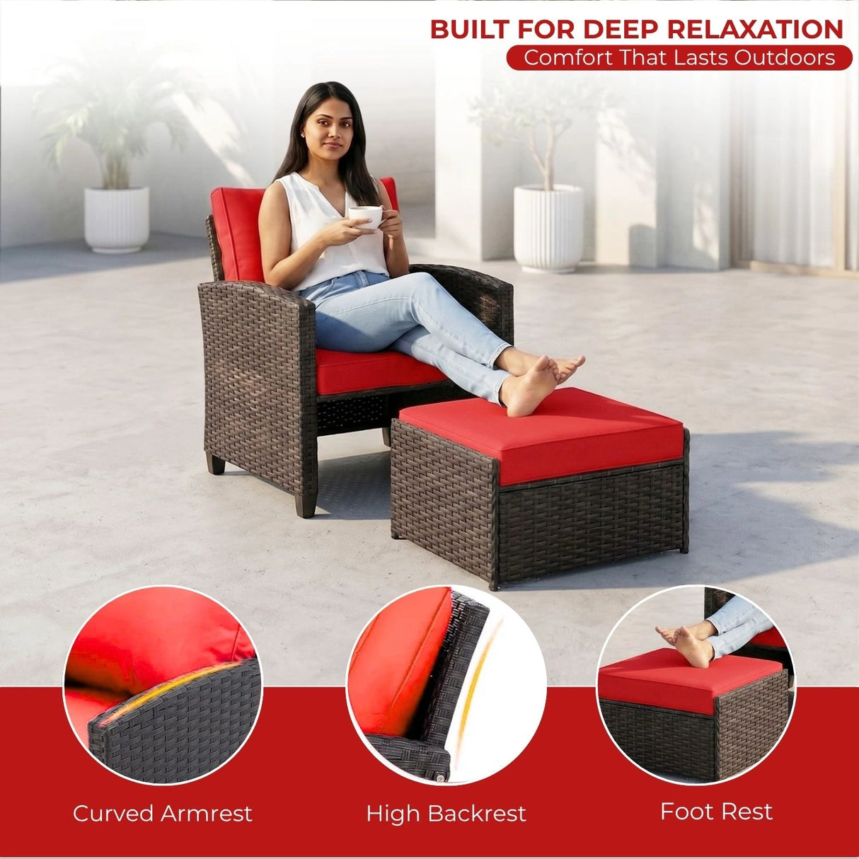 5 Piece Outdoor Patio Wicker Furniture Set