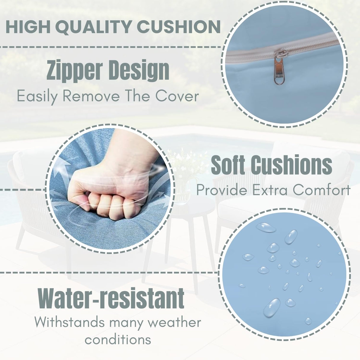 Outdoor 3 Piece All-Weather Rope Patio Set