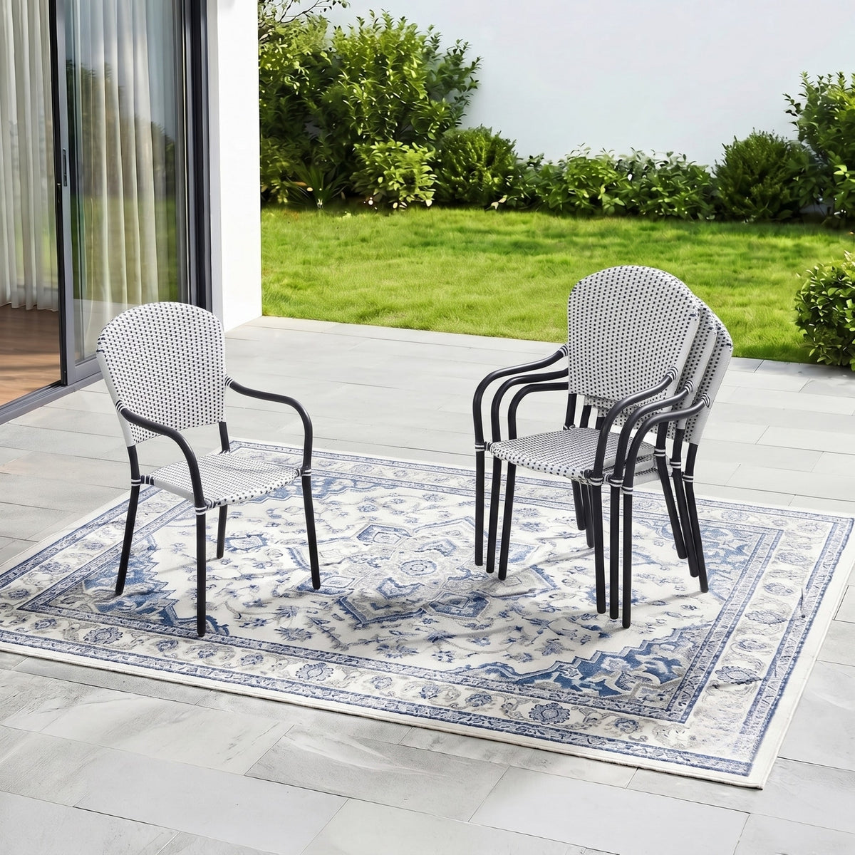 4-Piece Outdoor Rattan Wicker Patio Chairs