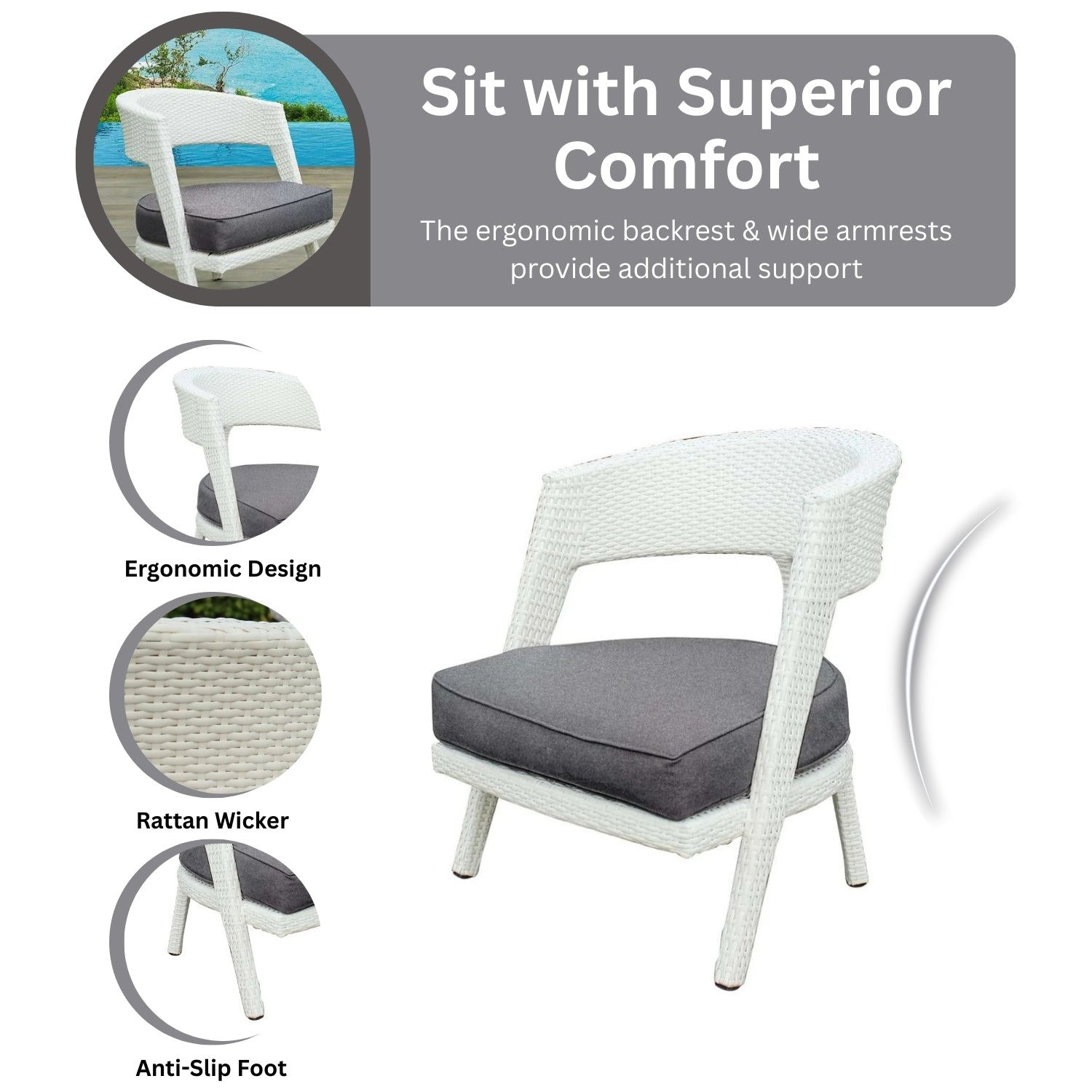 Outdoor Rattan Wicker 3-Piece Patio Set