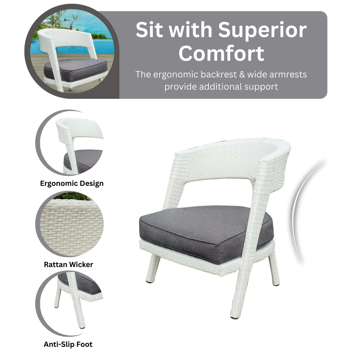 Outdoor Rattan Wicker 3-Piece Patio Set