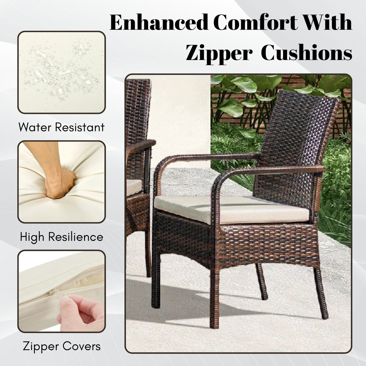 4-Piece Outdoor Rattan Wicker Patio Dining Chairs