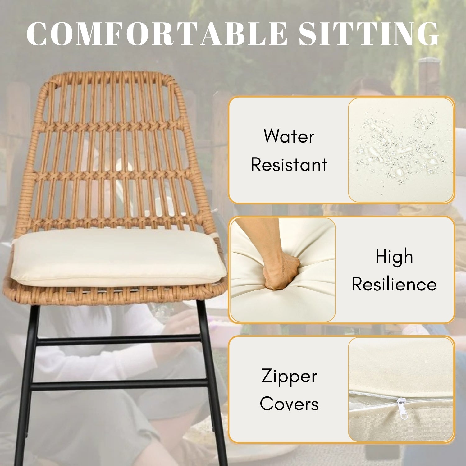 5-Piece Outdoor Patio Dining Set With Rattan Chairs