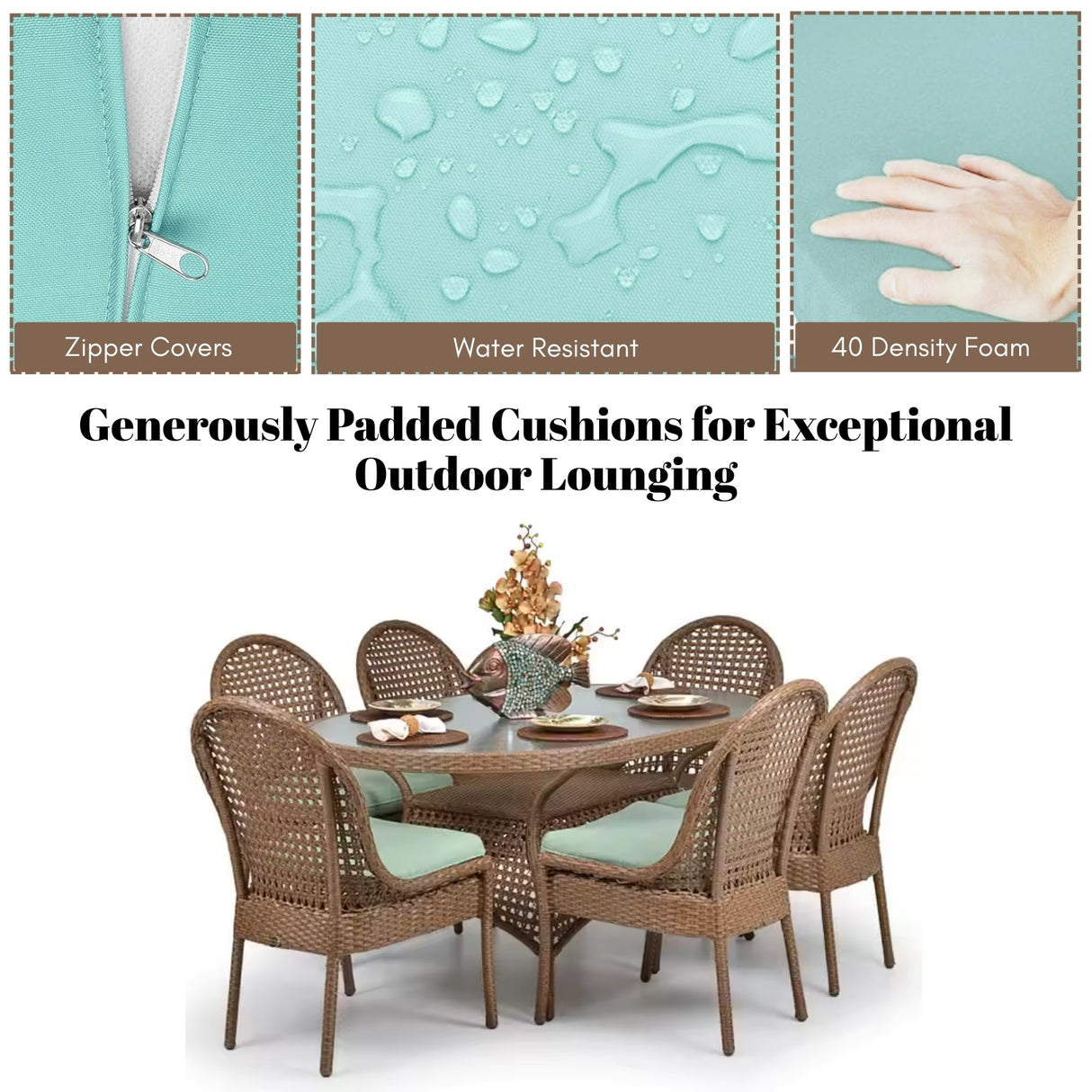 Outdoor All-Weather Resistant Rattan Wicker 7-Piece Dining Set