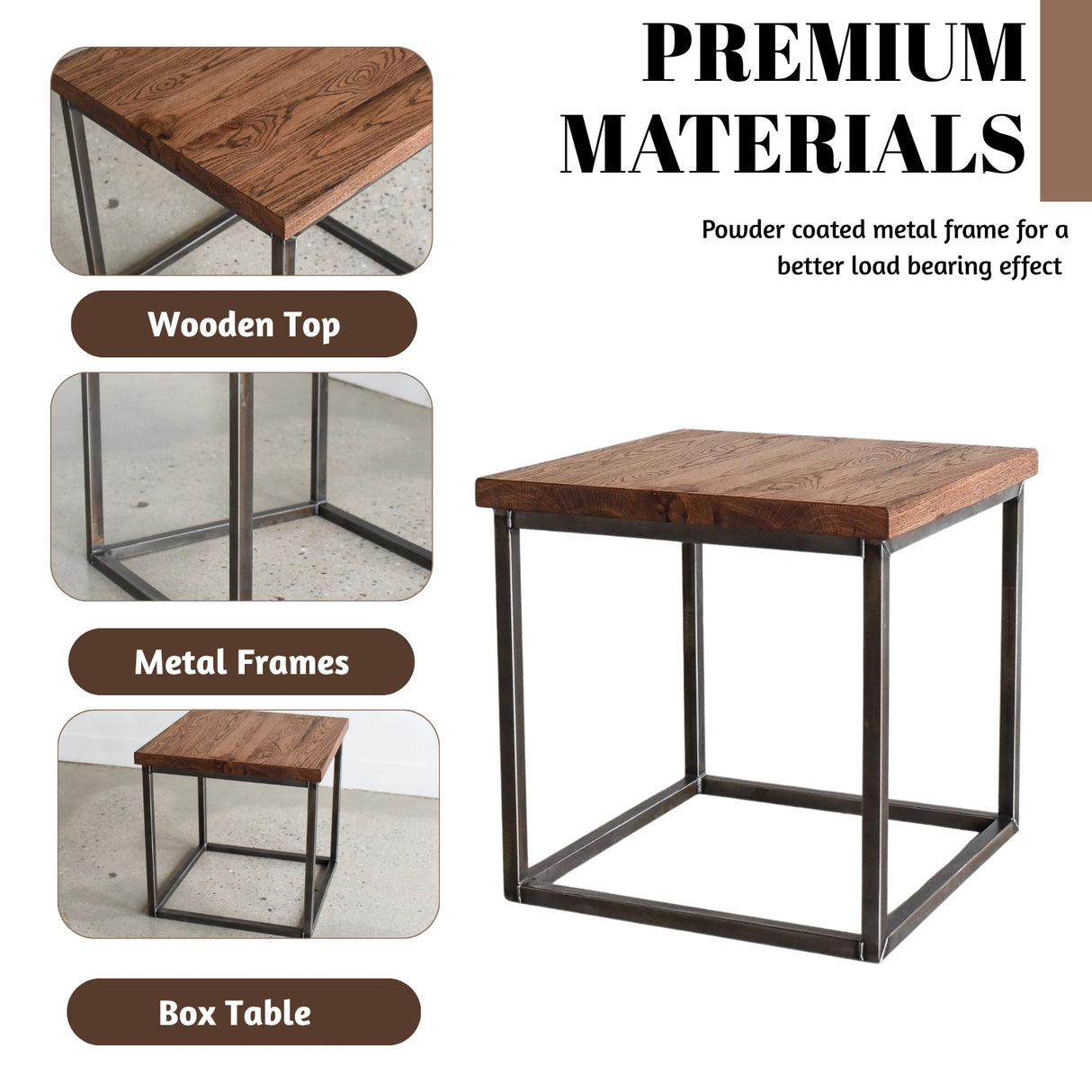 Modern Solid Sheesham Wood Top End Table