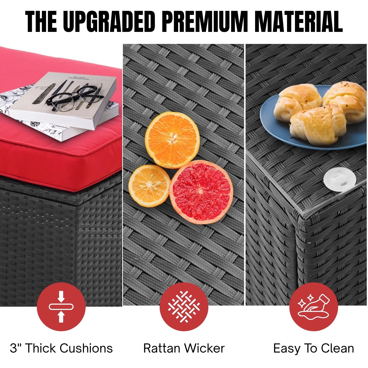 6-Piece Outdoor Wicker Sofa Set (Black/Red)