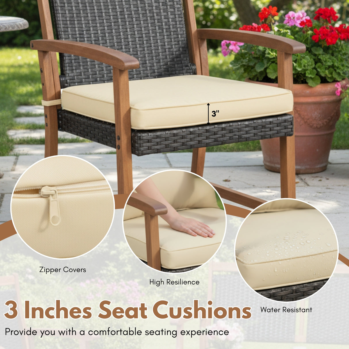 Outdoor Wicker 4-Piece Sofa Set with Solid Sheesham Wood Frames