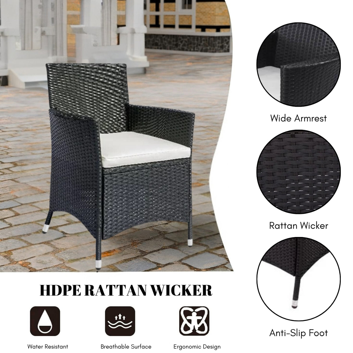 7-Piece Outdoor Rattan Wicker Dinning Table Set