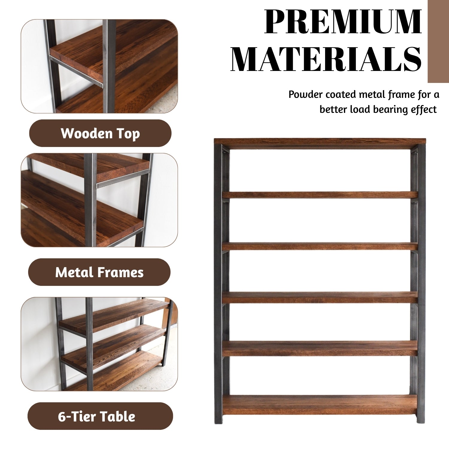 6-Tier Sheesham Wood Top Book Shelf