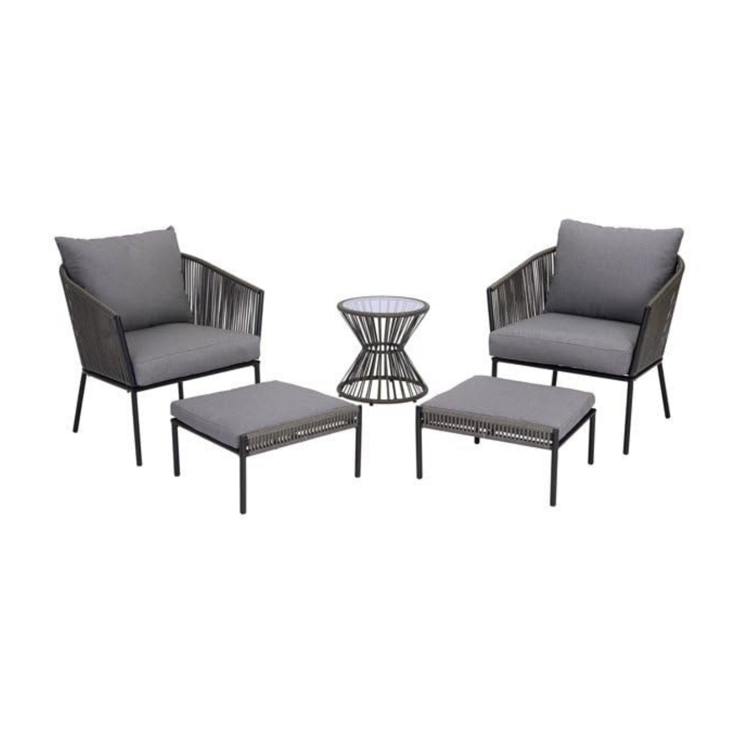 Outdoor 5 Piece Rope Patio Sofa Set (Grey)