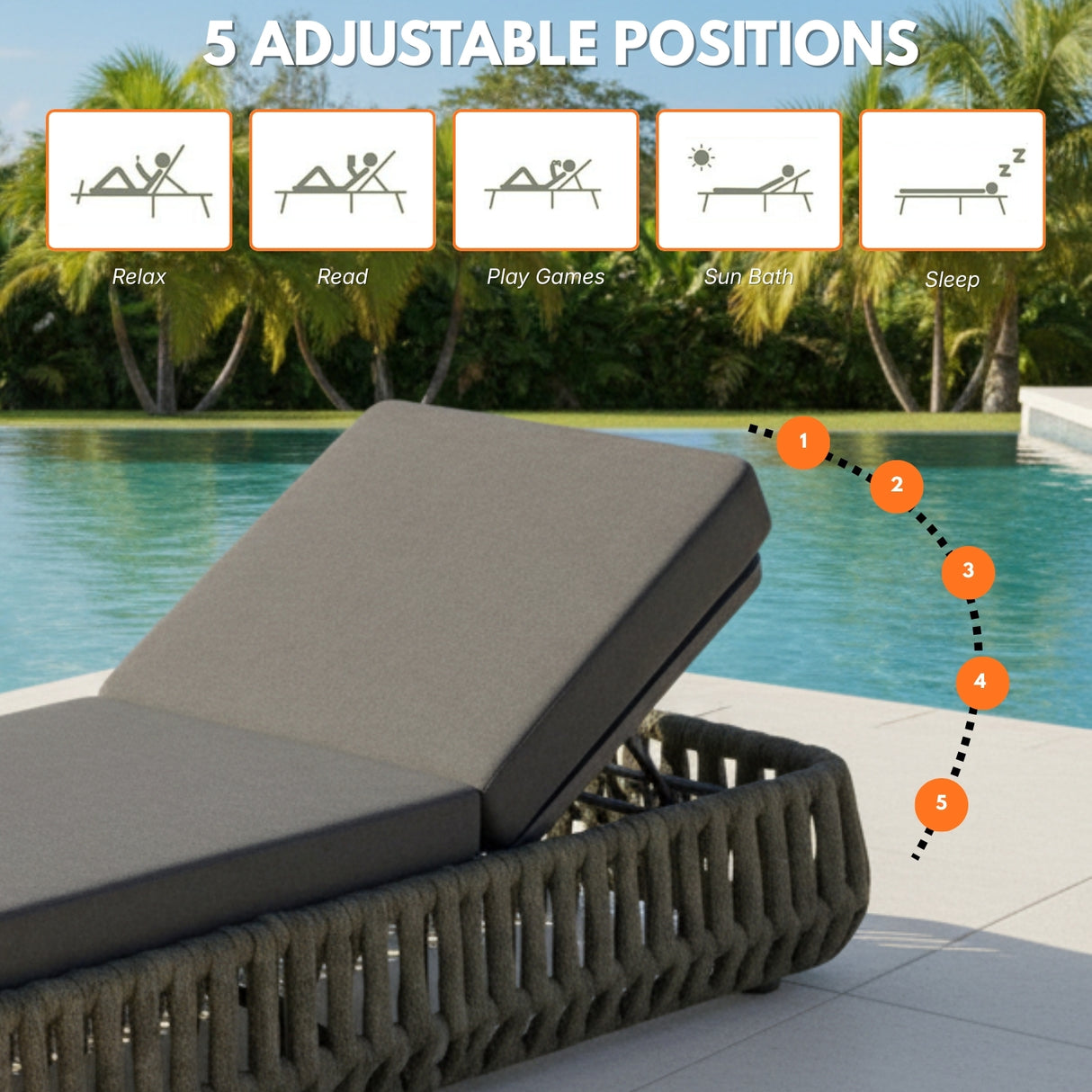 Outdoor Rope Lounge Chairs Set of 2 With Side Table