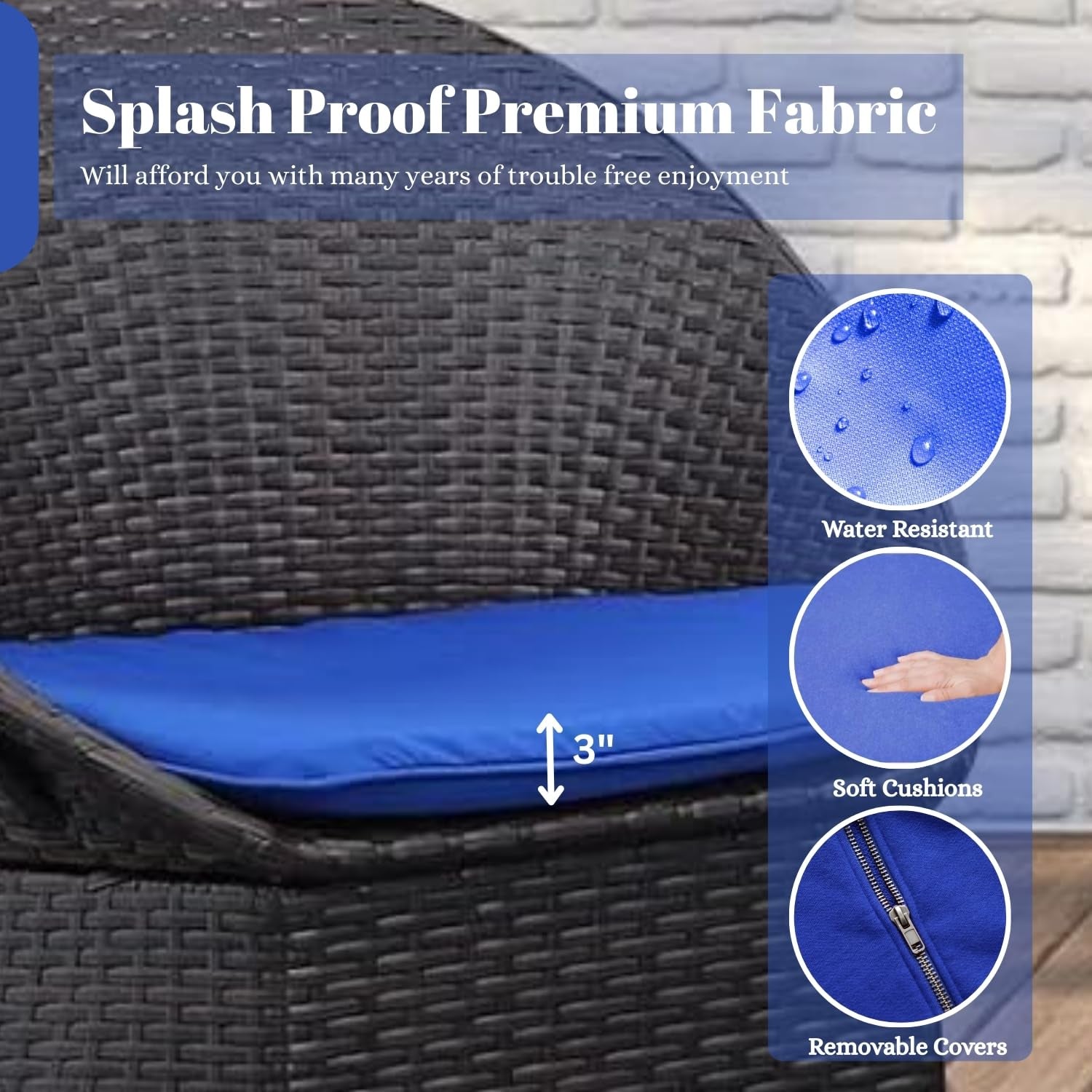 3-Piece Outdoor Rattan Wicker Patio Set