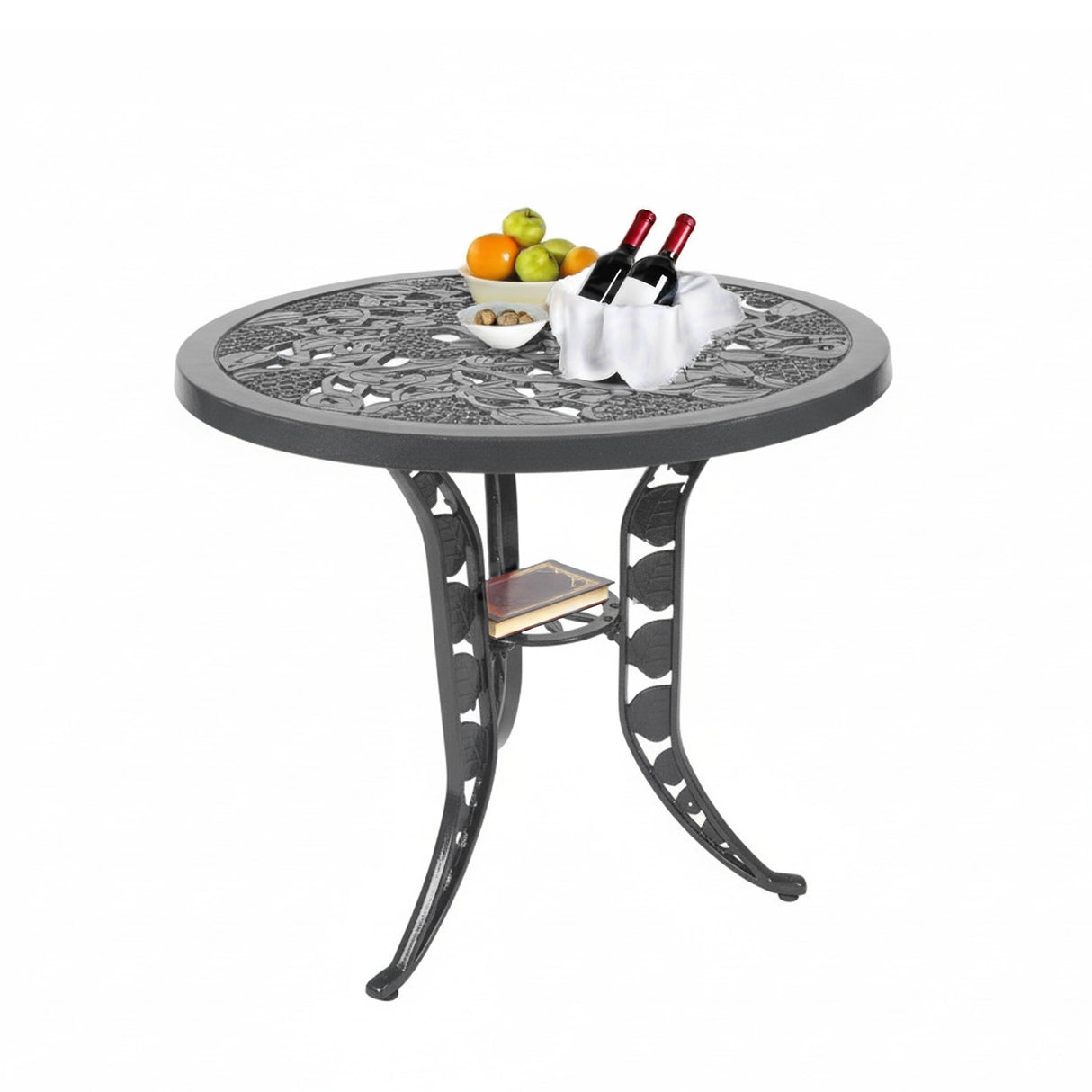 Outdoor 4-Piece Cast Aluminum Patio Bistro Set (Grey)