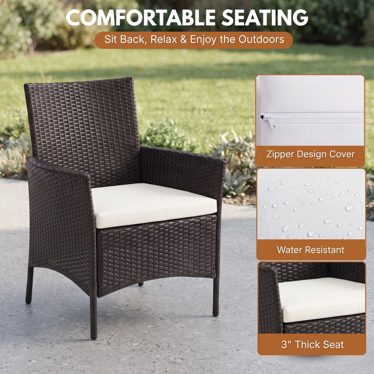 4-Piece Outdoor Rattan Wicker Patio Dining Chairs