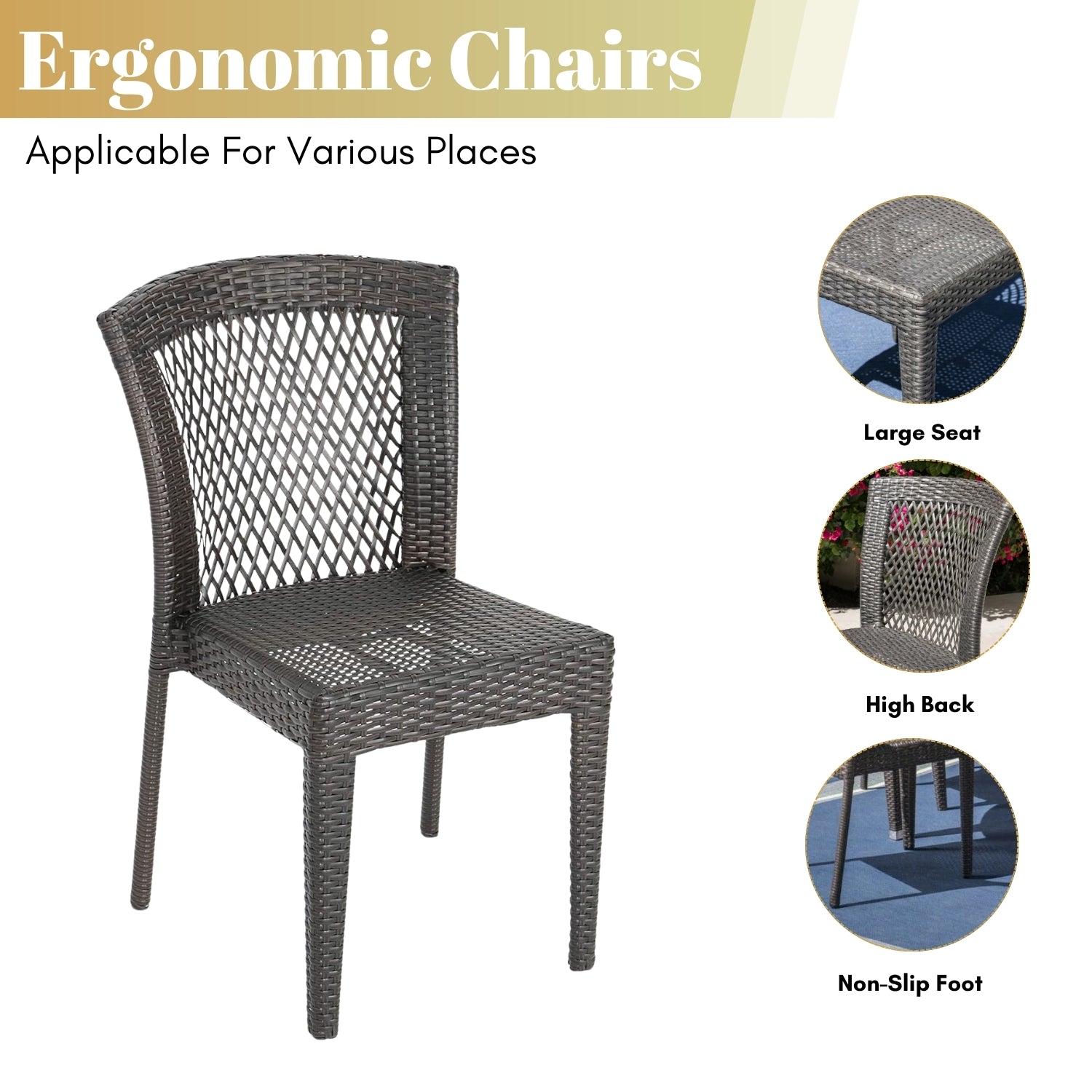 Outdoor All-Weather Resistant Rattan Wicker 5-Piece Dining Set