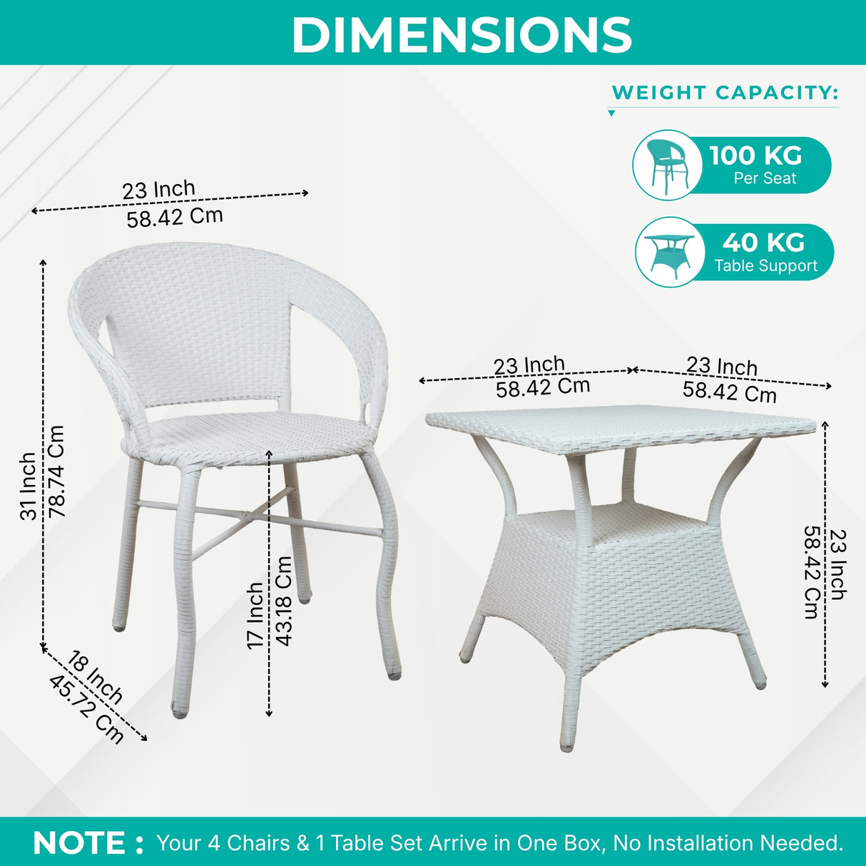 Outdoor Rattan Wicker 5-Piece Patio Furniture Set (White)