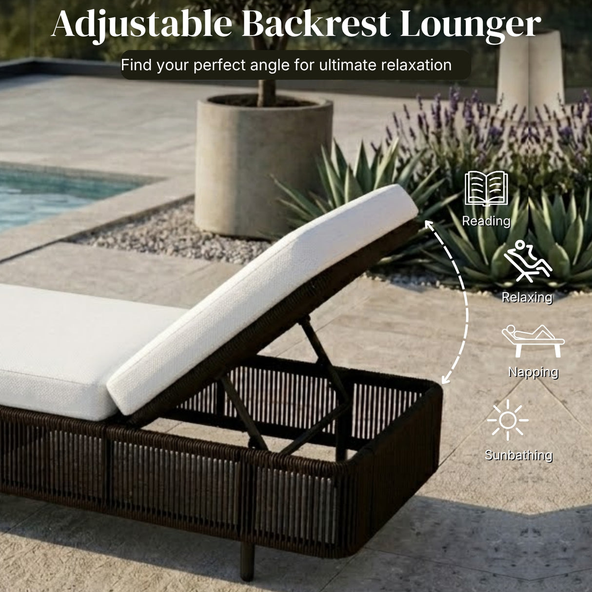 Outdoor Rope Lounger Set of 2 (Brown & White)