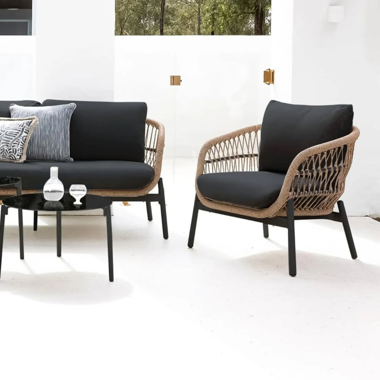 Outdoor 4 Seater Rope Conversation Sofa Set