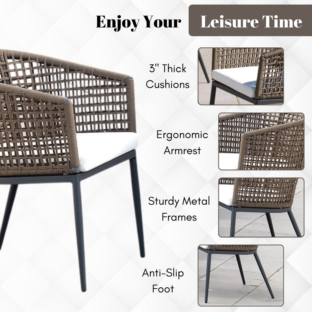 7-Piece Outdoor Patio Dining Set With Wooden Tabletop