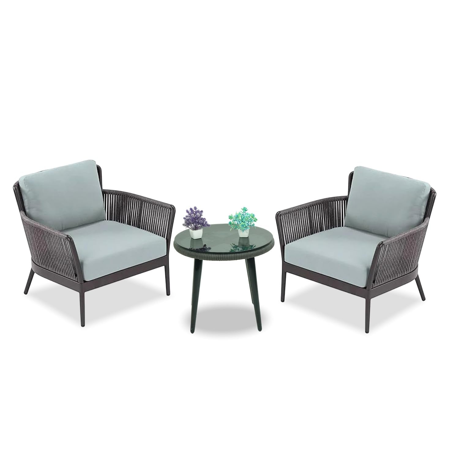 Outdoor 3 Piece All-Weather Rope Patio Set