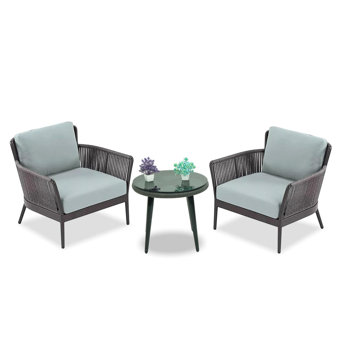 Outdoor 3 Piece All-Weather Rope Patio Set