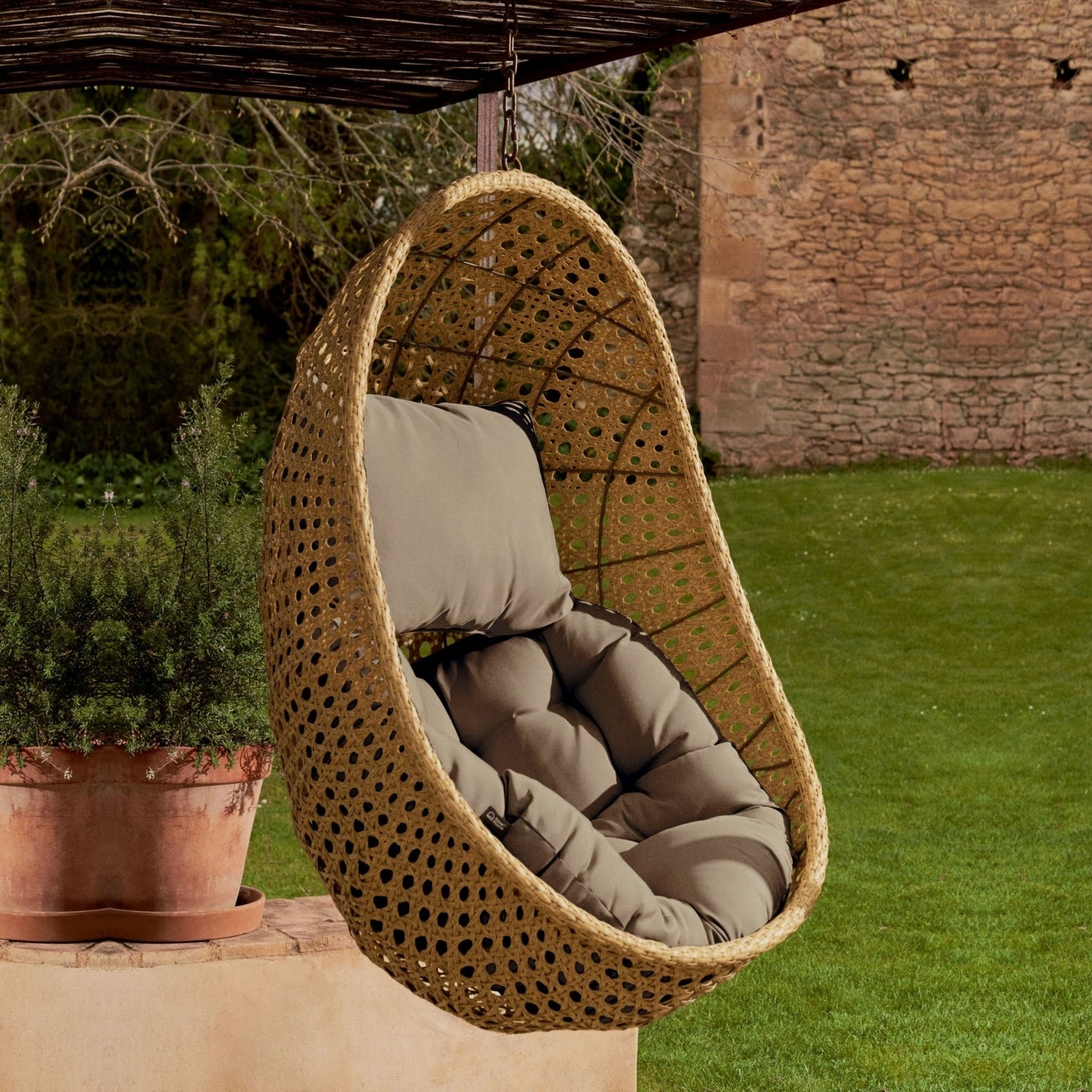 Hanging Egg Swing Chair (Beige and Dark Grey)