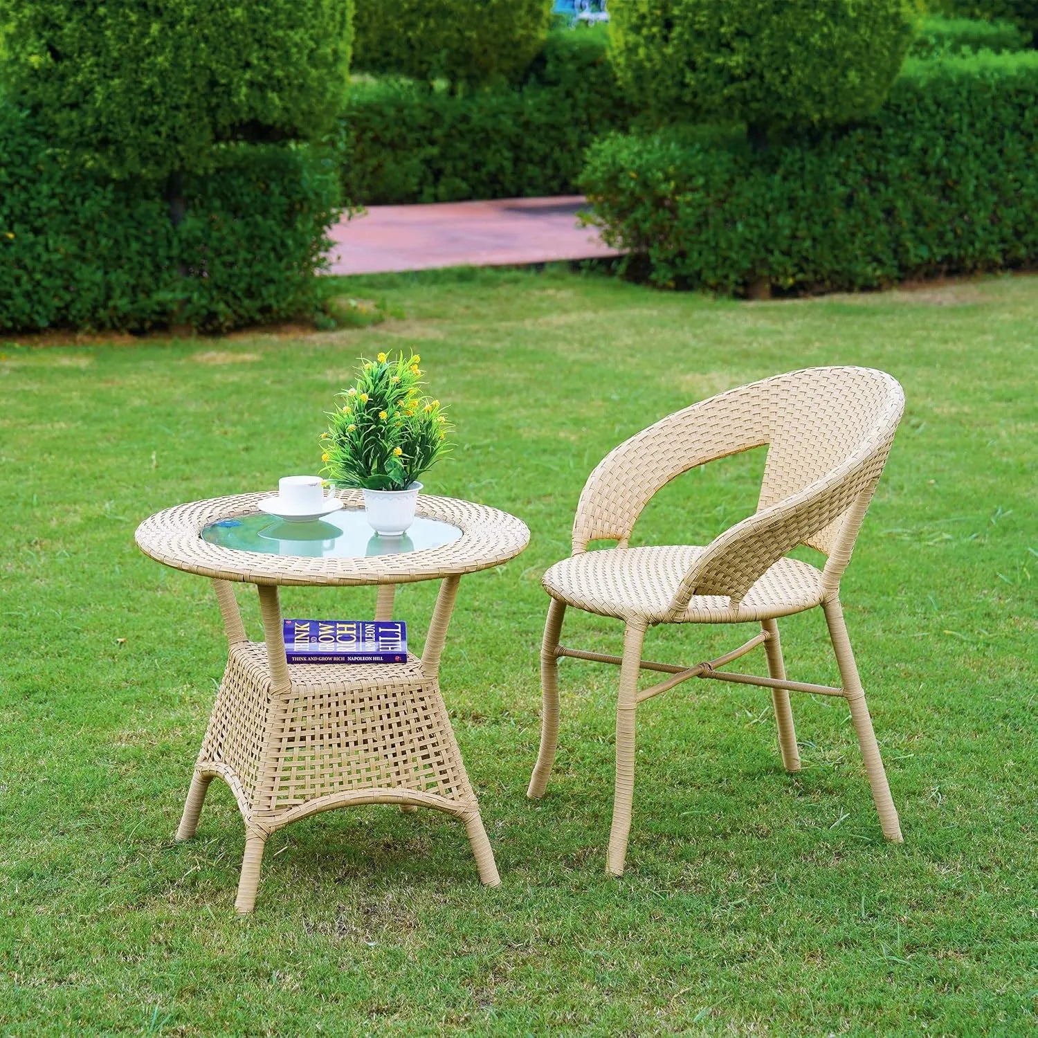 3-Piece Outdoor Rattan Wicker Patio Bistro Set