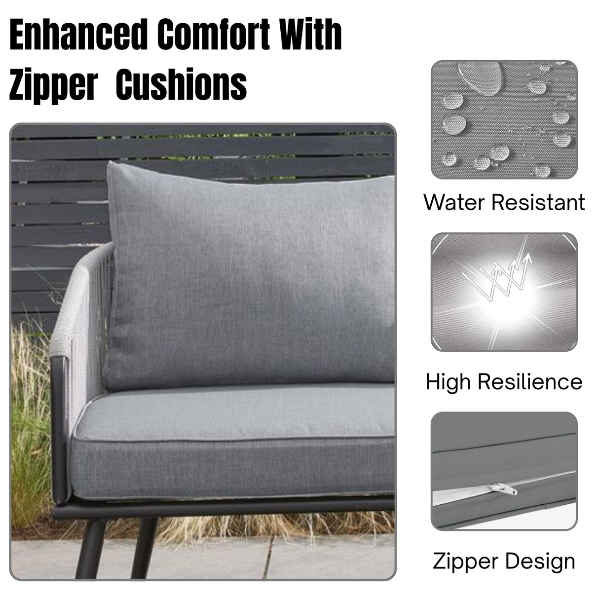 Outdoor Rope L-Shaped Conversation Sofa Set