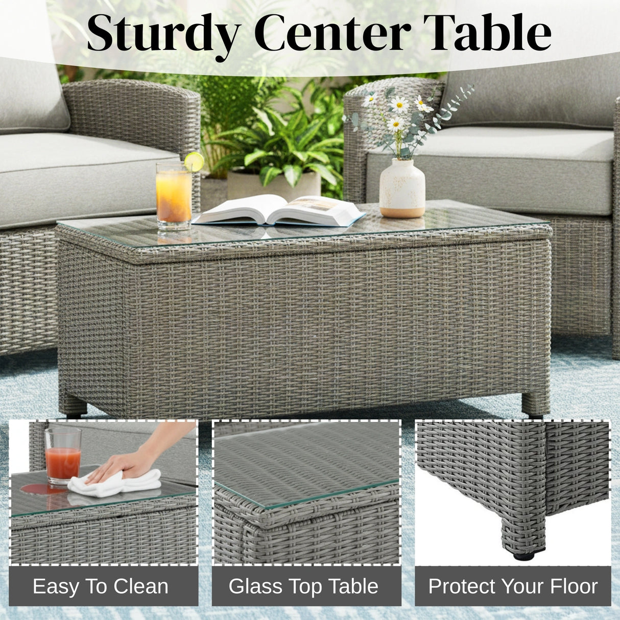 7 Piece Outdoor Wicker Conversation Furniture Set