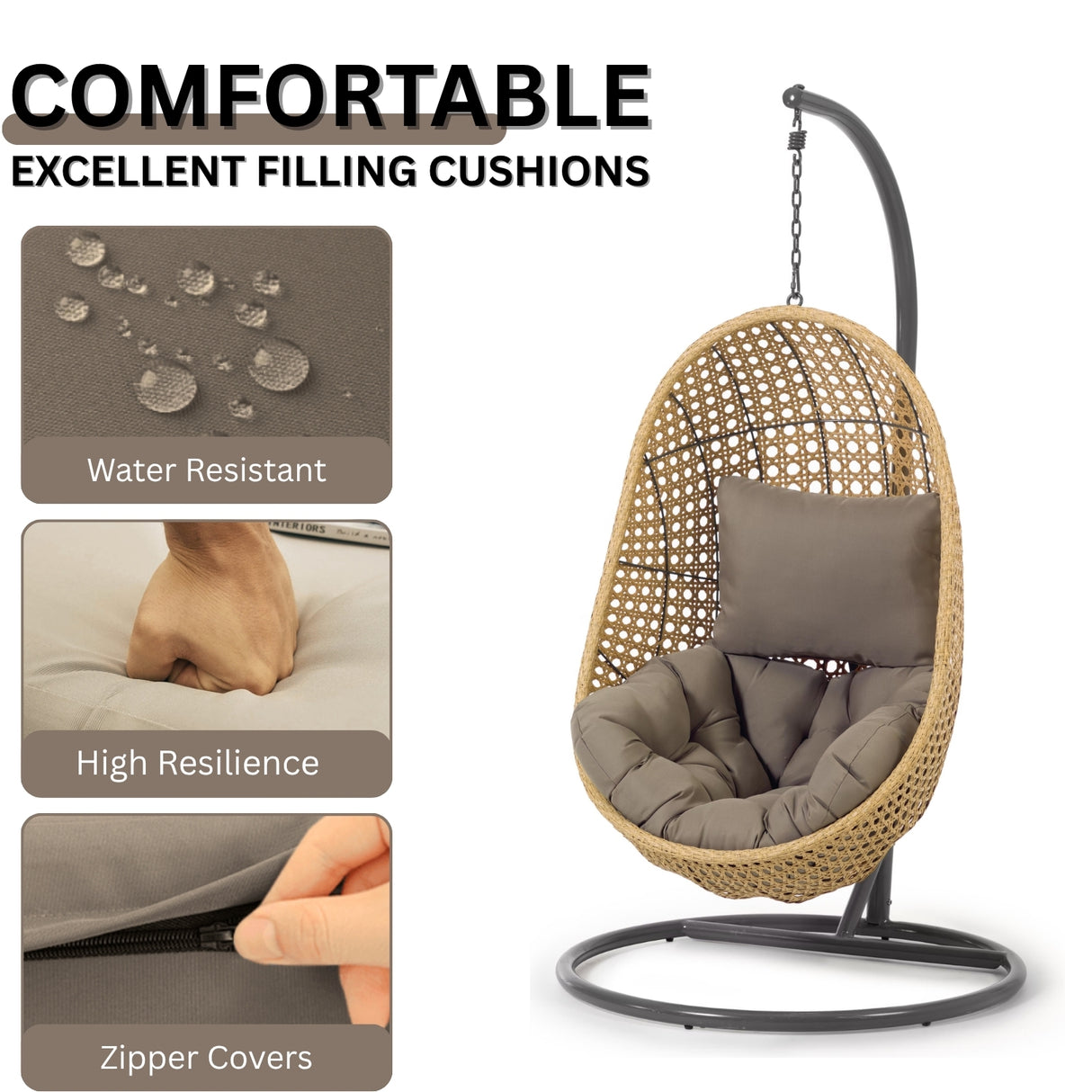 Hanging Egg Swing Chair (Beige and Dark Grey)