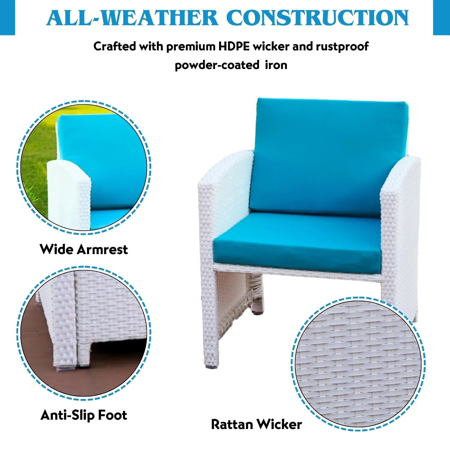 Outdoor 5 Piece Patio Wicker All Weather Sectional Furniture Set