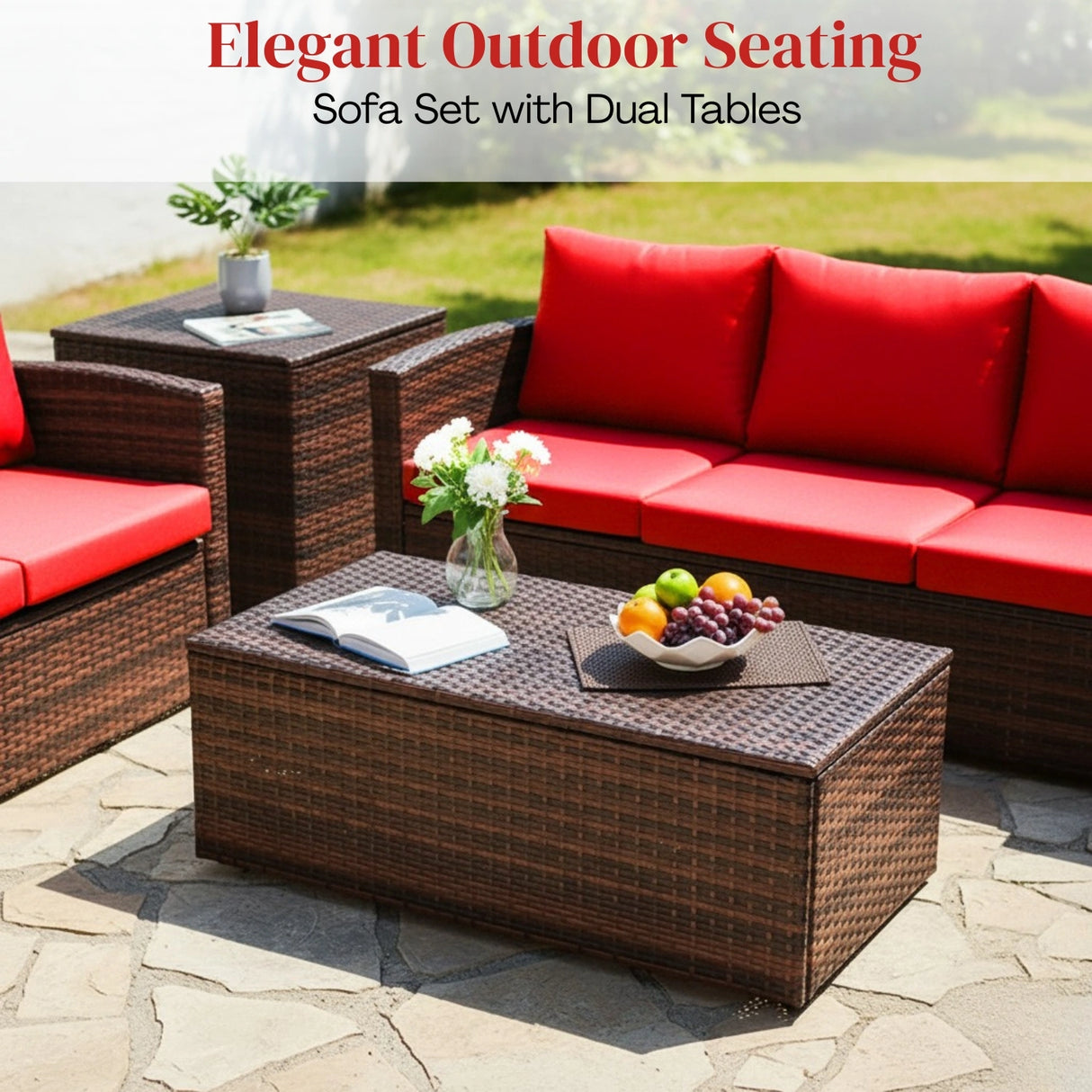 Outdoor 7-Seater Wicker Sectional Sofa Set