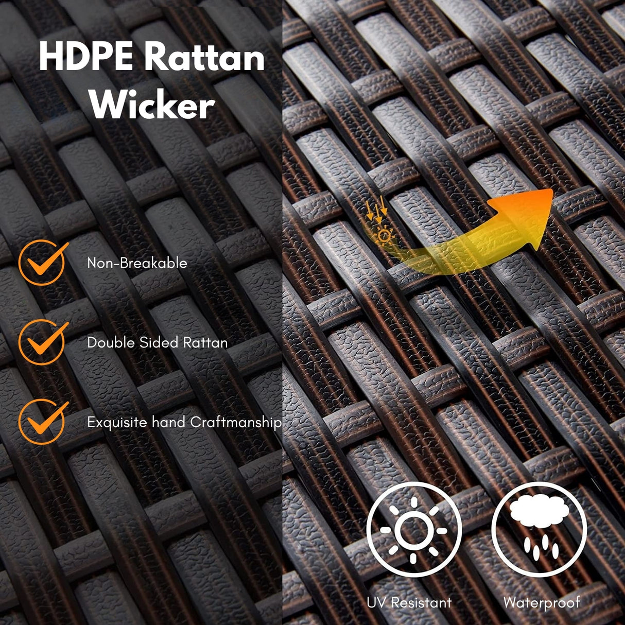 Outdoor All-Weather Resistant Rattan Wicker 6-Piece Dining Set