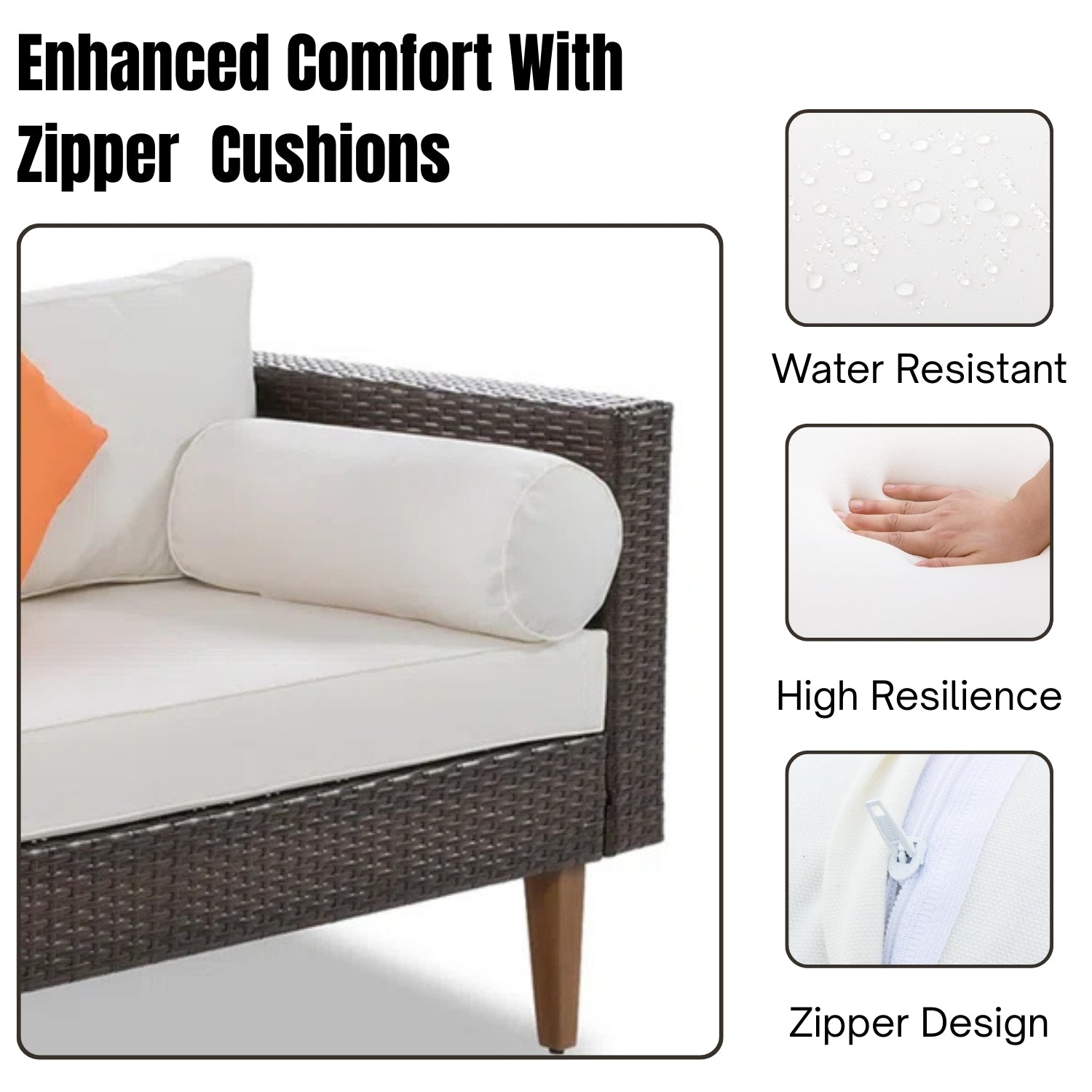 3-Pieces Outdoor Wicker L-Shape Sofa Set