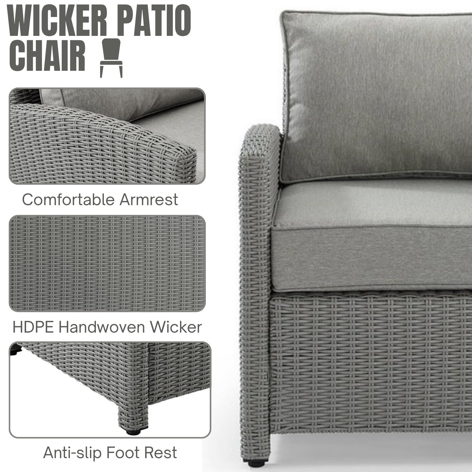 4 Pieces Patio Furniture Set, Outdoor Sectional Sofa