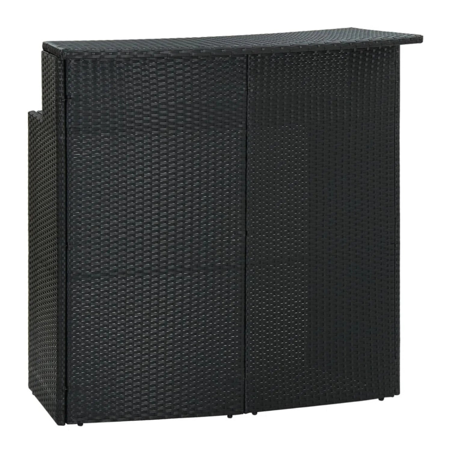 Outdoor Rattan Wicker Bar Table With a High-Top Design & Integrated Storage Shelf