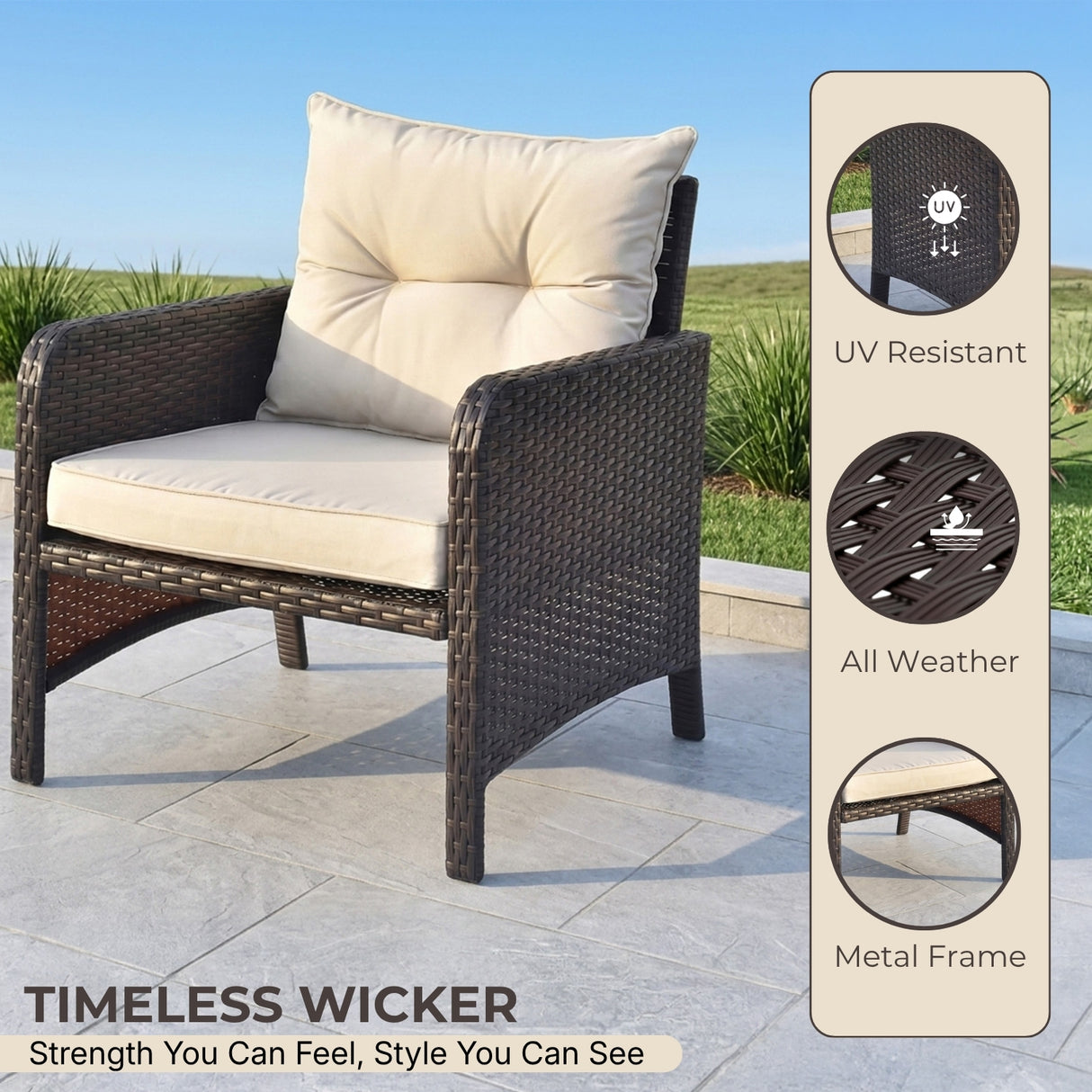 Outdoor 5 Piece Patio Wicker Furniture Set