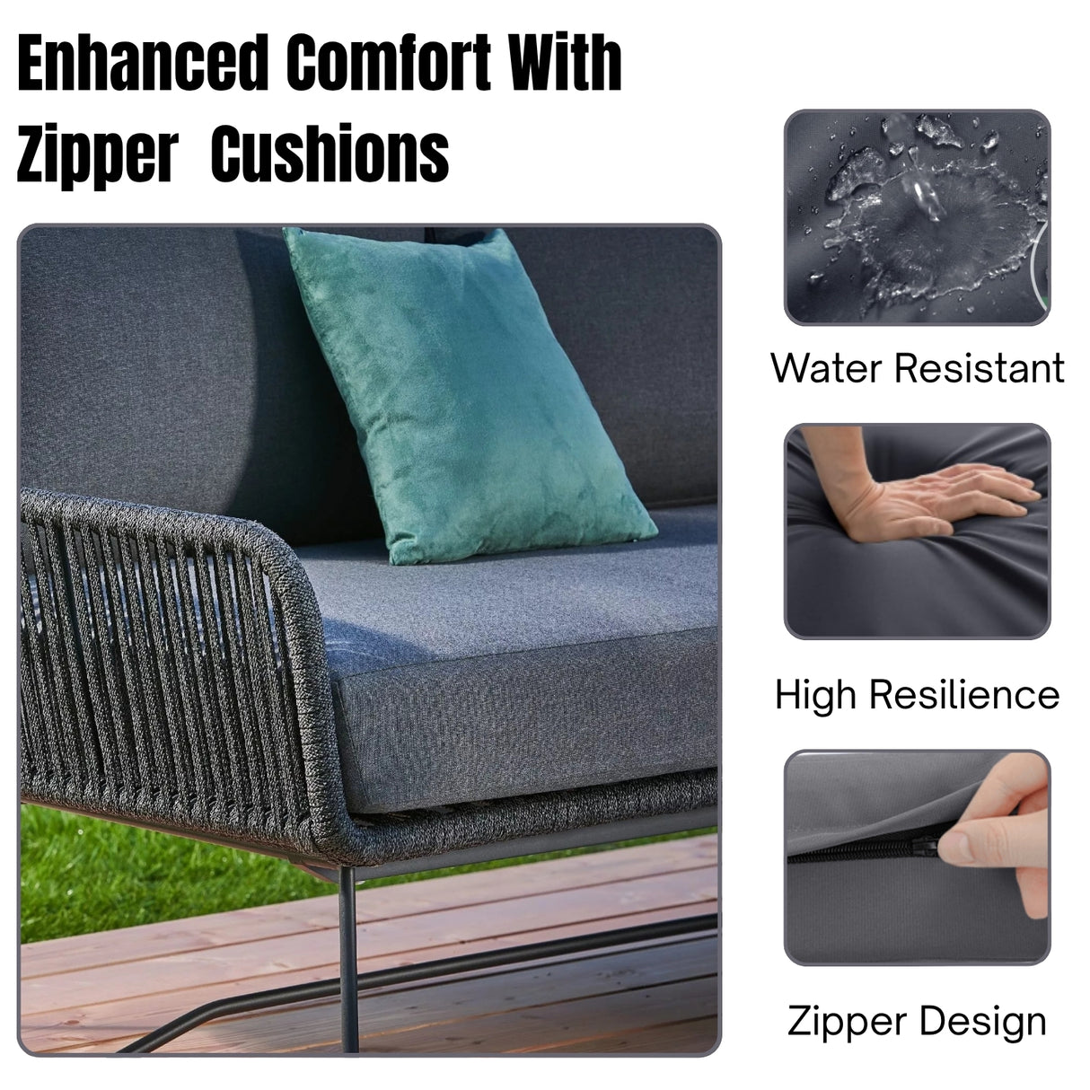 5-Seater L-Shape Outdoor Rope Sofa Set