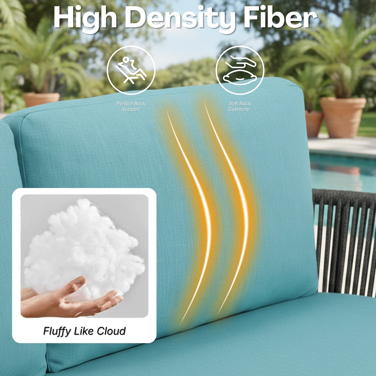 4-Piece Outdoor Rope Patio Furniture Set with Glass Top Table (Grey & Sky-Blue)